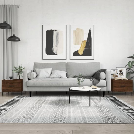 Hout lade ijzeren poten trendy 50x50x40 cm bruin eikenkleur