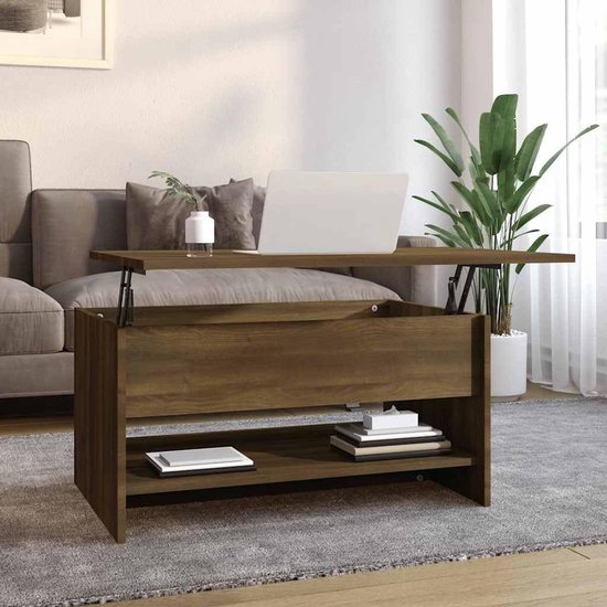 Hout Optilbaar ontwerp Verborgen vak 80x50x41.5 cm bruin eikenkleur