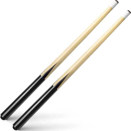 Houten biljarthuis keu Shorty sticks - voor kinderen - set van 2 - 13 mm tip - hardhout - lijm op tips van Merkloos