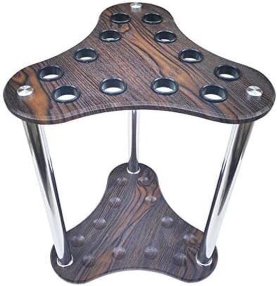 Houten Keu Rek - Biljart Organizer - Biljart Keuen Opbergen - Stabiele Vloerstandaard - Voor 12 Keuen - Houtnerf