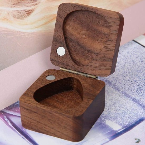 Houten Plectrum Houder - Opbergdoos voor Gitaar Plectrums