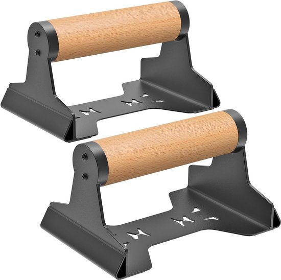 Houten Push Up Bars met Stalen Beugel, Antislip Ontwerp voor Calisthenics en Krachttraining, Ideaal voor Handstand en Push-Ups, Ondersteunt tot 600 kg