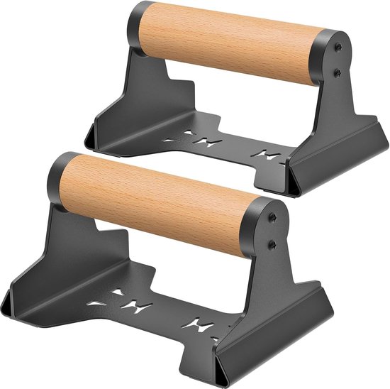 Houten Push Up Bars met Stalen Beugel, Antislip Ontwerp voor Calisthenics, Handstand en Krachttraining, Ondersteunt tot 600 kg