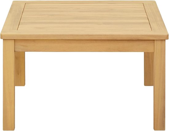 Houten salontafel acacia 60 x 60 cm, bijzettafel van acaciahout met natuurlijke nerf, stabiel frame en cilindrische poten voor rustieke charme, ideaal voor de tuin