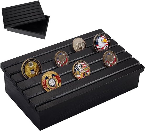 Houten Vitrine voor Verzamelmunten met 6 Rijen - Tafelmodel