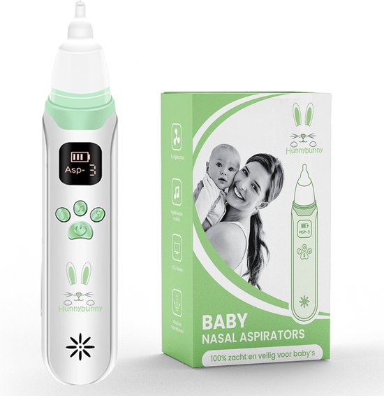 Hunnybunny® Elektrische Neusreiniger voor Baby’s met 8 Muziekjes en Licht – Neuspeer - Aspirator - Neuszuiger van Hunnybunny