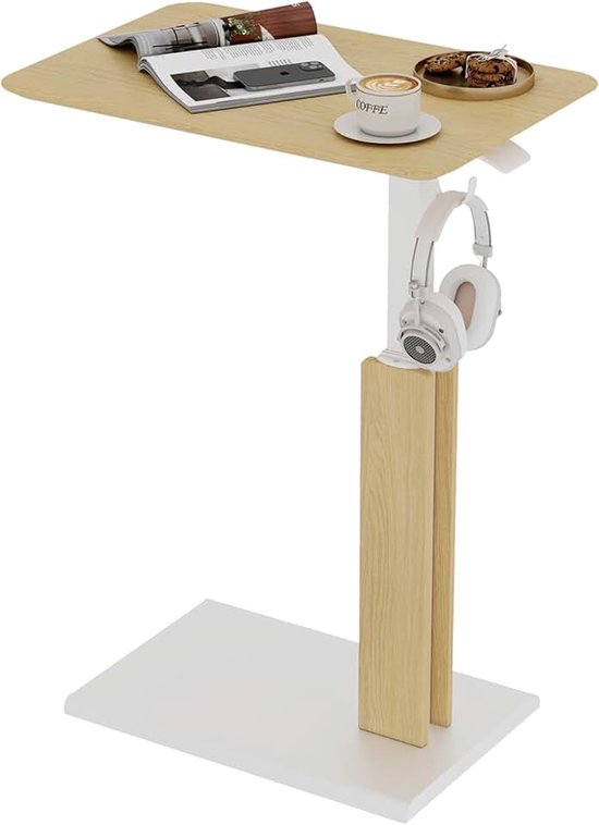 In hoogte verstelbare bijzettafel (licht eiken, 44 x 65 cm)