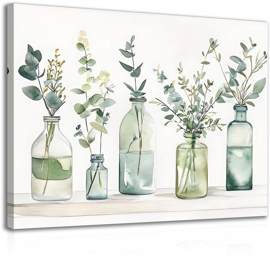 Ingelijste Botanische Badkamer Kunst Aan de Muur Decor Flessen Planten Prints, Boerderij Bloemen Canvas Schilderij Poster voor Badkamer Slaapkamer Woonkamer 12x16 duim