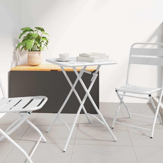 Inklapbaar, 55 x 55 x 72,5 cm, van gepoedercoat staal, robuuste outdoortafel voor tuin en terras