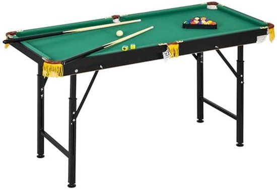 Inklapbare Biljarttafel 4,6 ft - Ruimtebesparende Tafel met Accessoires voor Jong en Oud van Merkloos