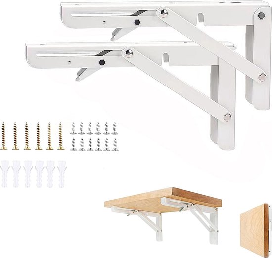 Inklapbare Console Steunen, 300 mm, 2 Stuks, Robuust RVS, 70 kg Draagvermogen, Ruimtebesparend voor Thuis, Keuken en Kantoor, Veilig Vergrendelbaar en Ideaal voor Planken en Werkbanken