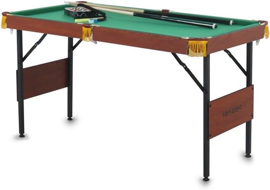 Inklapbare Pooltafel - Mini Biljarttafel - Thuis Spelen - Compact Opvouwbaar - 140 x 73 cm - Houtkleurig
