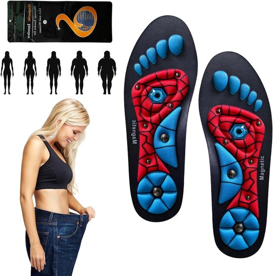 Inlegzolen met magnetische werking voor acupunctuur, orthopedische steun en gewichtsverlies voor dames en heren