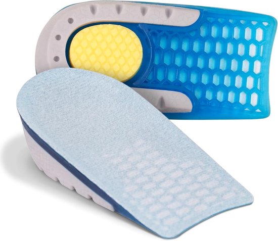Inlegzolen voor hielspoor, 1 cm (1 paar), EVA-gel-hielkussen, ademend en antislip, verlichting bij hielpijn en achillespeesproblemen, ondersteuning bij houdingscorrectie en beenlengteverschil