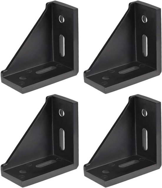 Inner Corner Bracket Gusset 80x80mm L Beugels Hoeksteun voor 4040 Series Aluminium Extrusie T-Slot Frame, 4 Stuks (Zwart) - Stevige Hoekverbinding, Duurzaam en Betrouwbaar