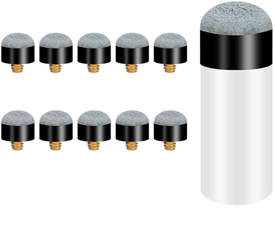 Inovra - 10 verpakkingen biljartkeupunten, reserveschroeven met biljartkeu-naalden, 12 mm, grijs, accessoireset voor snooker-keus