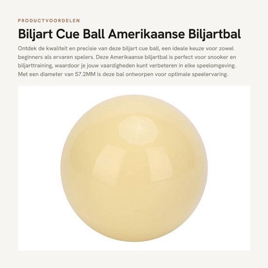 Inovra- Biljartbal Standaard Grote Speelbal - Snooker Oefenbal - Trainingsbal - Dot-spot - 57.2MM - Schokbestendig