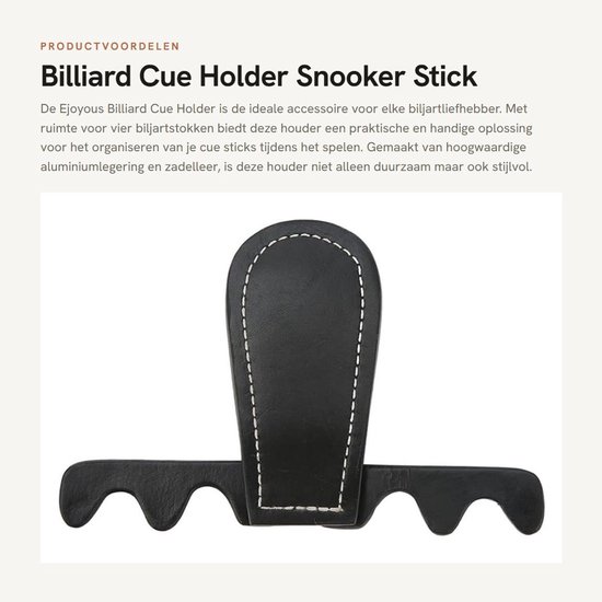 Inovra- Biljartkeu Houder 4 Clubs - Opvouwbaar - Aluminium Legering - Leer - Duurzaam - Antislip - Biljartaccessoires