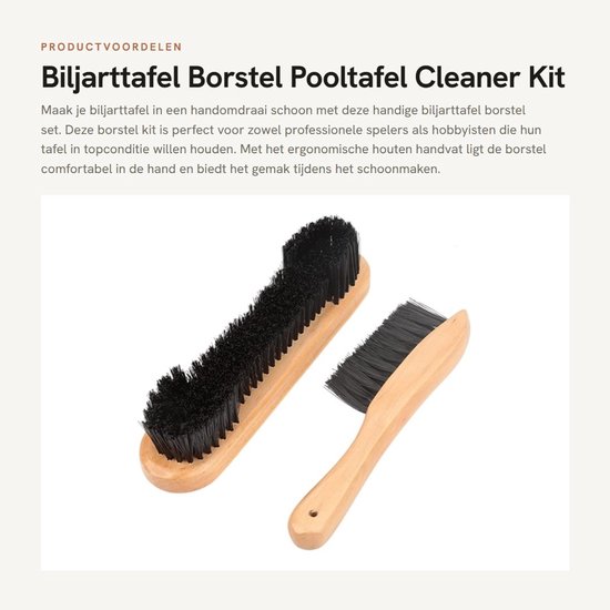 Inovra- Biljarttafel Borstel - Railborstel - Pooltafel Cleaner - Houten Handvat - 2 Stuks - Eenvoudig in Gebruik - Pooltafelborstel