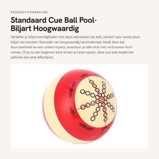 Inovra- Cue Ball - 57,2mm Hoogwaardige Hars - Biljartballen - Trainingsbal - Slijtvast - Lichtgewicht - Geschikt voor Pool en Snooker - Biljartbal