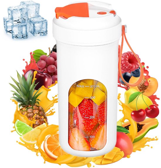 JeiibrZui Draagbare Blender - Smoothiemaker Met Roestvrijstalen Mes - 50 W 200 Tpm Multifunctionele Sapbeker 1 - Wit van JeiibrZui