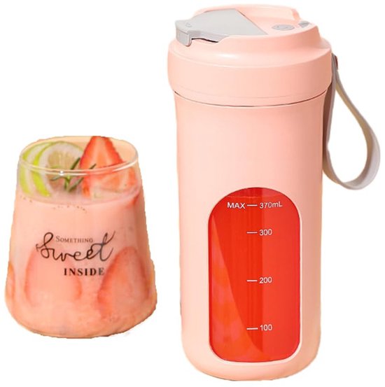 JeiibrZui Draagbare Blender - USB-Oplaadbare Sapcentrifuge - 50W 200 Tpm Met 370 Ml Roze van JeiibrZui