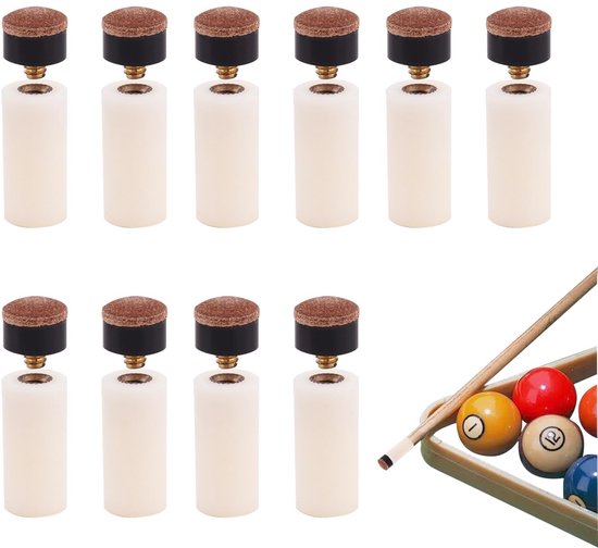 JHUBERS- Snookertips 10mm - Vervangtips - Harde Leren Tips - Pool Accessoires - Pool Cue Stick Ferrules - 10 Stuks - Poolcue Tips