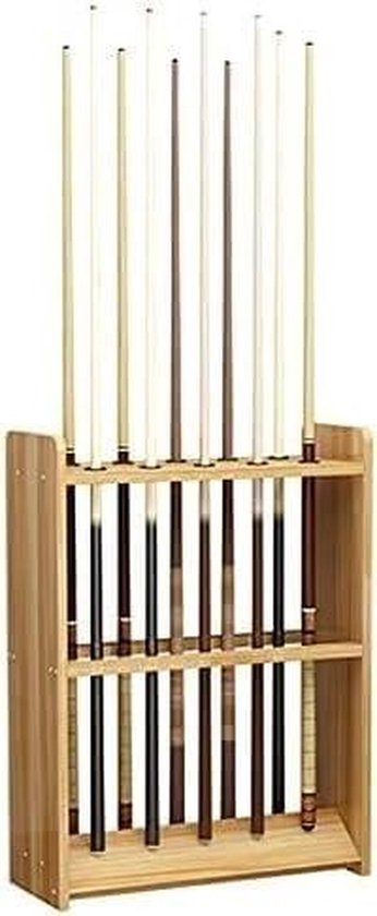 Keu Houder - Pool Organizer - Biljartkamer Inrichten - Massief Hout - 10 Keuen - Natuurlijk
