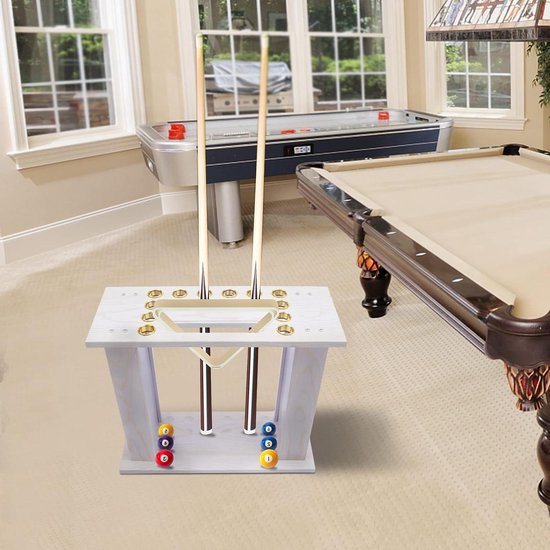 Keu Houder - Pool Stick Organizer - Biljart Opslag - Stevige Houtconstructie - 16 Keuen Capaciteit - Houtkleur