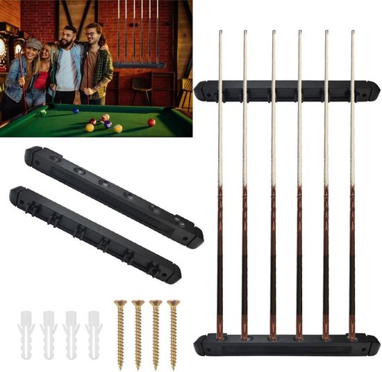 Keu houder set hout plastic biljartkeu wandhouder duurzame schroeven gladde biljartwandhouder zwart biljartstick houder biljart accessoires-cue opbergrek