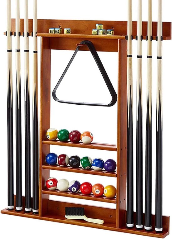 Keu Opbergsysteem - Biljartrek - Pooltafel Accessoire - Massief Eikenhout - 8 Keuen - Rood