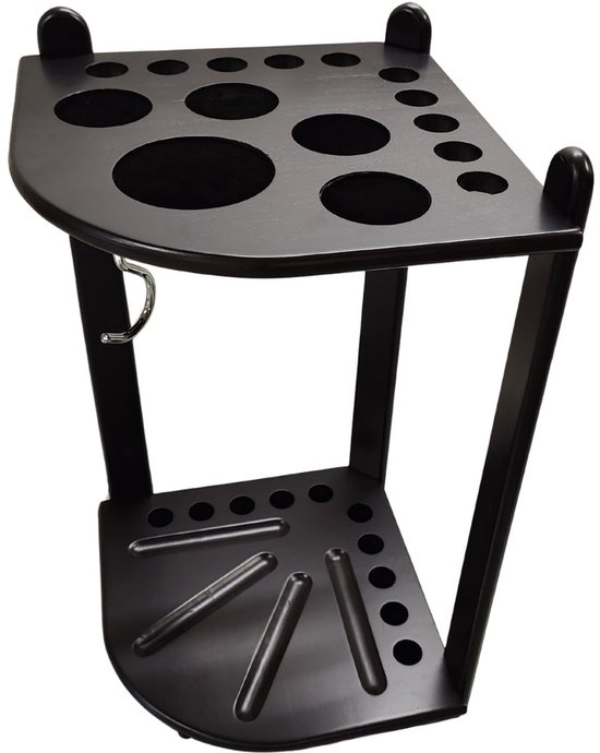 keu rek staand laag, luxe 1/4 hoek black-oak voor pool-, biljart- & snookerkeu's van Buffalo