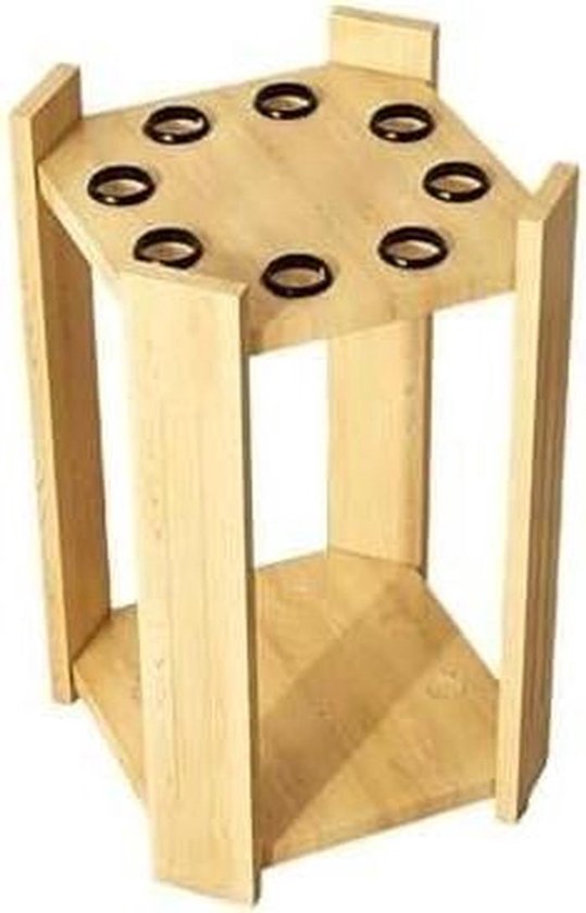 Keuhouder - Poolkeu rek - Biljart organiseren - Houten afwerking - Staand of wandmontage - Bruin