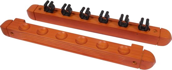 Keurek - Keuhouder - Biljart Keuen Opbergen - Wandmodel - Voor 6 Keuen - Mahonie