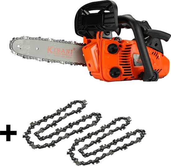 Kibani Kettingzaag Benzine - 25.4 cc / 1 pk 2-takt Motor - Incl. extra ketting - Zwaardlengte 25 cm / 10 inch – Easy-Startsysteem - snoeizaag van Kibani