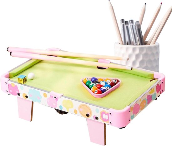 Kinder Biljarttafel - Mini Pooltafel Speelgoed - Interactief Spel - Opvouwbaar Compact - 52 x 33.5 cm - Roze