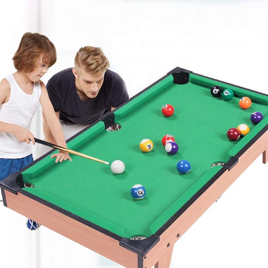 Kinder Biljarttafel - Mini Pooltafel - Thuis Spelen - Complete Set - 69x37x23 cm - Bruin