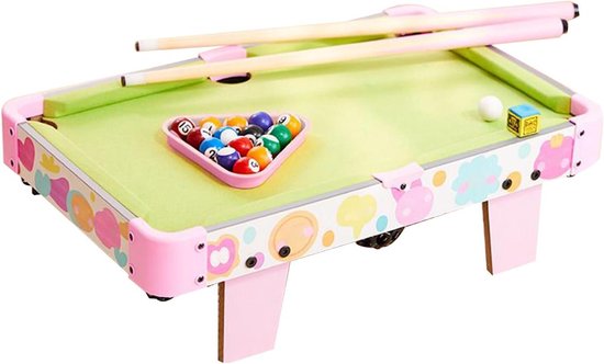 Kinder Pooltafel - Mini Biljart - Interactief Spel - Opvouwbaar Ontwerp - 52 x 33 cm - Roze