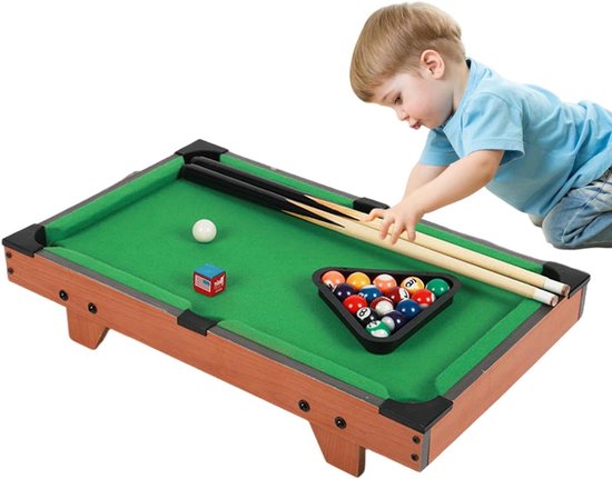 Kinderpooltafel - Mini biljart - Familie spel - Verstelbaar ontwerp - 52x29x10.5 cm - Bruin