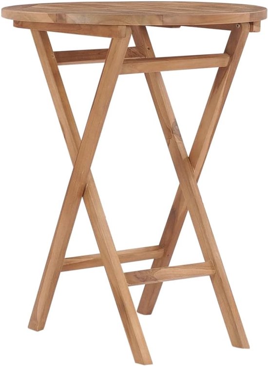 Klaptafel voor de tuin, balkontafel, houten tafel, bijzettafel, inklapbaar, voor buiten, balkon, terras, bistro, woonkamer, eetkamer, massief hout, teakhout, 60 cm