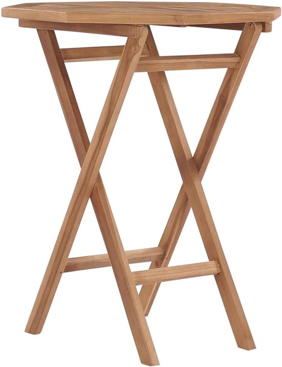 Klaptafel voor de tuin, balkontafel, houten tafel, bijzettafel, inklapbaar, voor buiten, balkon, terras, bistro, woonkamer, eetkamer, massief hout, teakhout, 60 x 60 x 75 cm