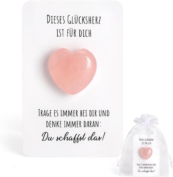 Klein Gelukshartje met Inspirerend Kaartje – Perfect Cadeautje voor Steun, Succes en Positiviteit