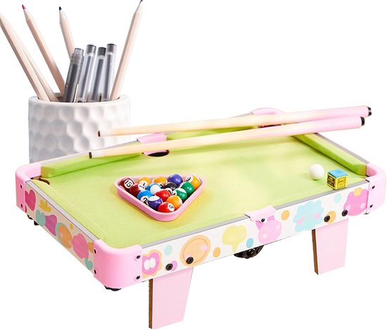 Kleine Biljarttafel - Mini Pooltafel - Indoor Spel - Opvouwbaar Ontwerp - 52 x 33 cm - Roze
