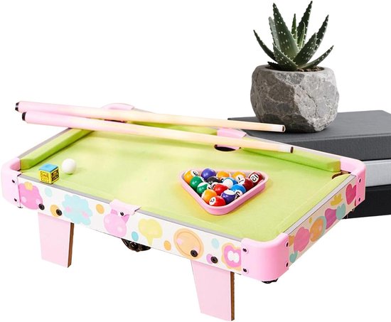 Kleine Biljarttafel - Opvouwbaar Speelgoed - Vaardigheidsontwikkeling Spel - Verbeterde Spelprecisie - 52 x 33 cm - Roze