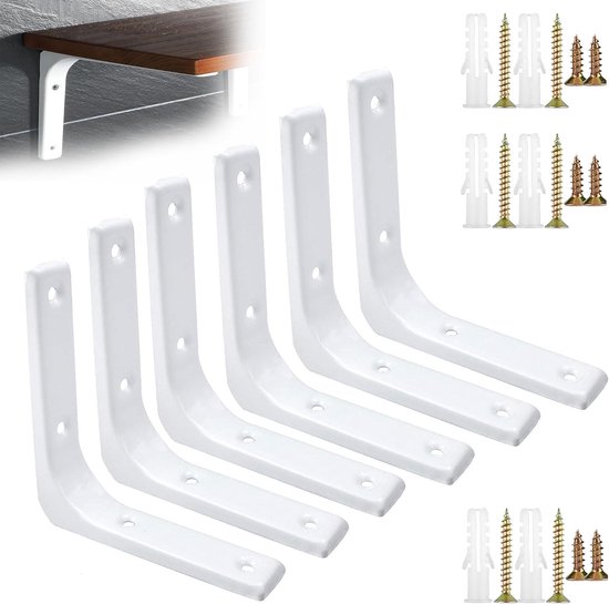 Kleine Hoeksteunen voor Planken - 6 Stuks, Zware Metalen Steunen voor Wandplanken, Ideaal voor Opbergruimte en Boekenplanken