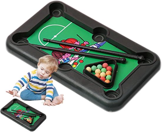 Kleine pooltafel - Biljart speelgoed - Familie spelletjes - Compact formaat - 15 x 9 cm van Merkloos