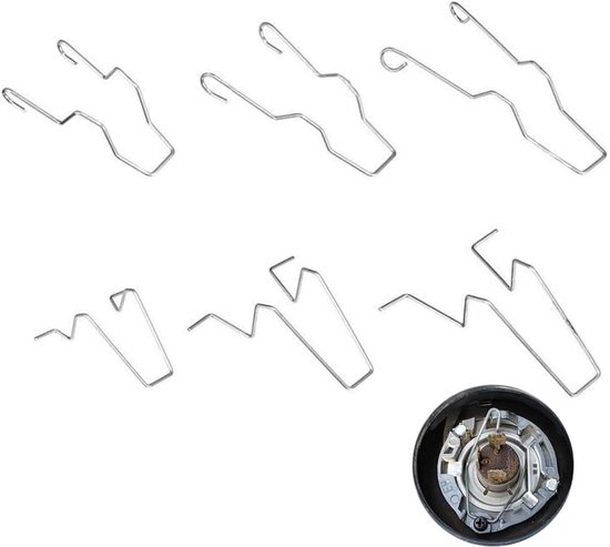 Klem voor koplampen, koplampen, houderclip, houder voor koplampen, bevestigingsveer, clip, koplampklem, voor H1, H3, H4, H7, gloeilamp, autokoplamp, clip, reserveonderdeel