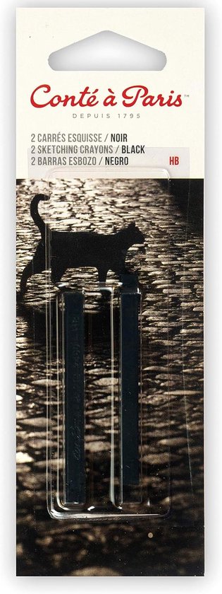 Kleurkrijt Carré - Schetskrijt Tekenkrijt - Grote Oppervlakken - Vierkante Vorm - 6x6 mm - Zwart HB van Merkloos