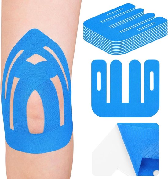 Kniebandage voor kniepijn en letsel, 10 stuks, voorgesneden, ademend, zelfklevend, ideaal voor sport en herstel