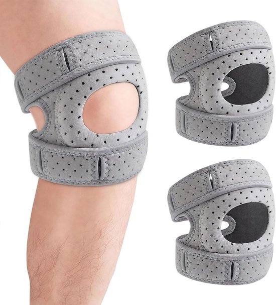 Kniebandage voor mannen en vrouwen, 2 stuks, met stabilisatoren voor patella en ondersteuning bij meniscusblessures